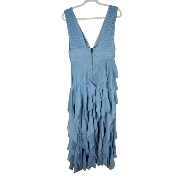 Alice + Olivia Holly Asymmetric Maxi Dress Tiered Ruffle Party Cocktail Blue 6 - Picture 6 of 14